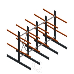 Voordeelrij zware draagarmstelling dubbelzijdig 3000x4082 armlengte 1200 2 niveaus