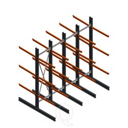 Voordeelrij zware draagarmstelling dubbelzijdig 4000x4091 armlengte 1200 3 niveaus