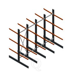 Voordeelrij zware draagarmstelling dubbelzijdig 4000x4890 armlengte 1200 3 niveaus