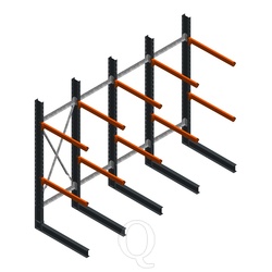 Voordeelrij zware draagarmstelling enkelzijdig 3000x4082 armlengte 1200 2 niveaus