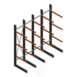 Voordeelrij zware draagarmstelling enkelzijdig 4000x4091 armlengte 1200 3 niveaus