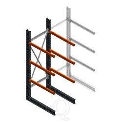 Zware draagarmstelling enkelzijdig 3000x1000x1200 3 niveaus beginsectie