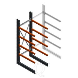 Zware draagarmstelling enkelzijdig 3000x1000x1200 4 niveaus beginsectie