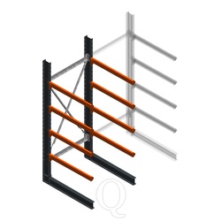 Zware draagarmstelling enkelzijdig 3000x1200x1200 4 niveaus beginsectie