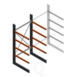 Zware draagarmstelling enkelzijdig 3000x1500x1200 4 niveaus beginsectie