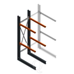 Zware draagarmstelling enkelzijdig 3000x800x1200 2 niveaus beginsectie