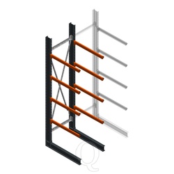 Zware draagarmstelling enkelzijdig 4000x1000x1200 4 niveaus beginsectie
