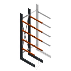 Zware draagarmstelling enkelzijdig 4000x800x1200 4 niveaus beginsectie