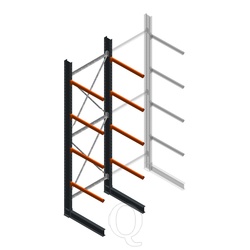 Zware draagarmstelling enkelzijdig 5000x1500x1200 4 niveaus beginsectie