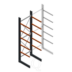 Zware draagarmstelling enkelzijdig 5000x1500x1200 5 niveaus beginsectie
