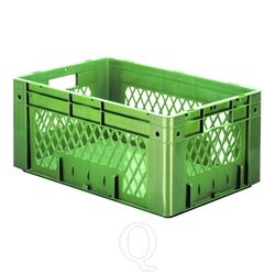 Zware transportkrat Euronorm plastic bak, krat VTK1 600x400x270 groen