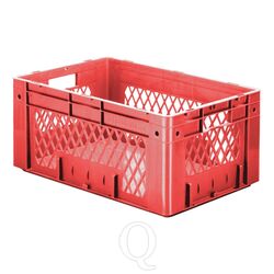 Zware transportkrat Euronorm plastic bak, krat VTK1 600x400x270 rood